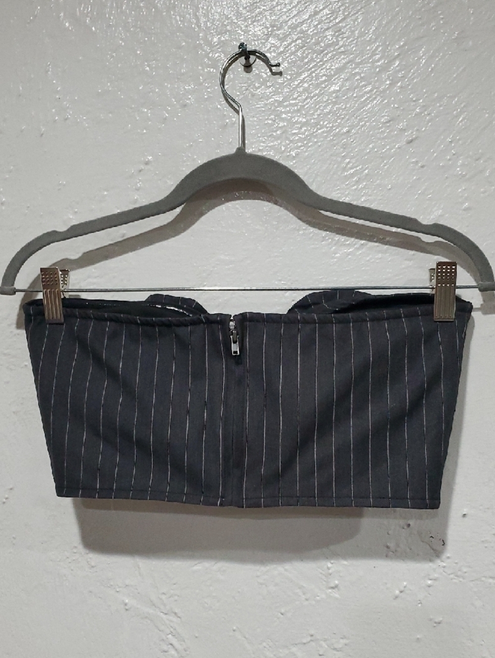 AFRM Kiko Stripe Strapless Crop Corset Top - Black Pinstripe - Picture 11 of 16